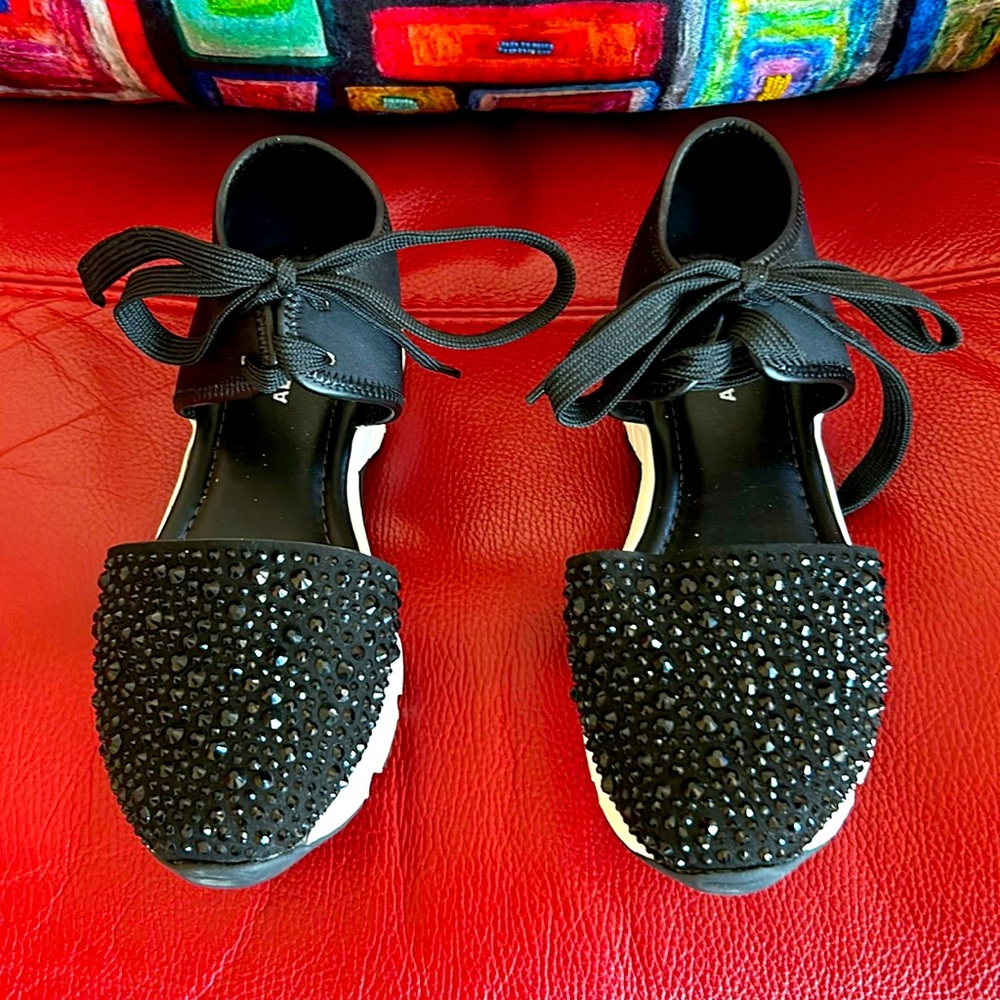 Black sparkle closed toe sandals from All Black.